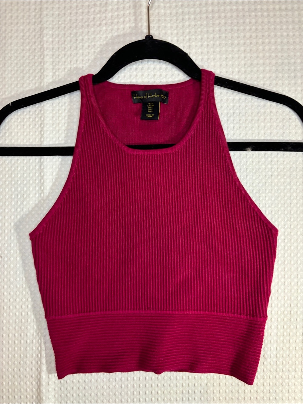 House of Harlow 1960 Ribbed Fuchsia Crop Tank